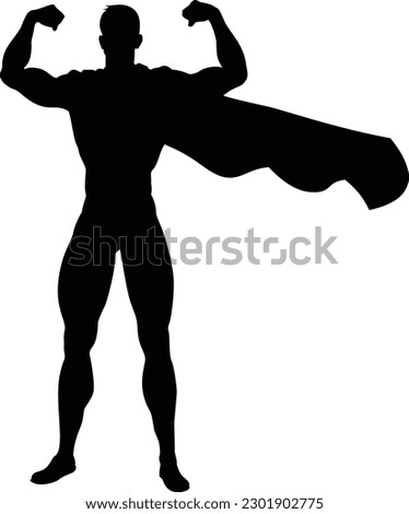 A super hero or superhero comic book man in silhouette outline