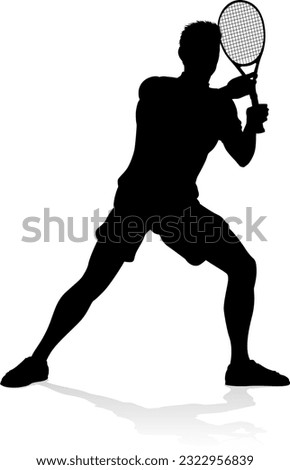 A tennis player man silhouette sports person design element