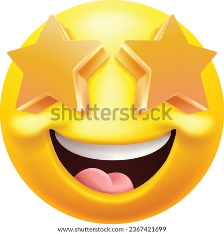 A star struck or emoticon face icon with stars for eyes cartoon 