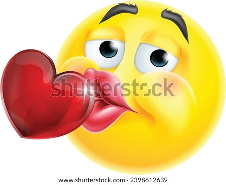 An emoticon face kissing heart cartoon icon