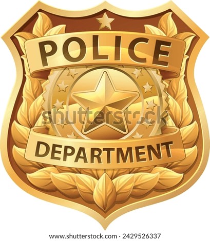 A police badge shield star sheriff cop crest emblem or symbol motif