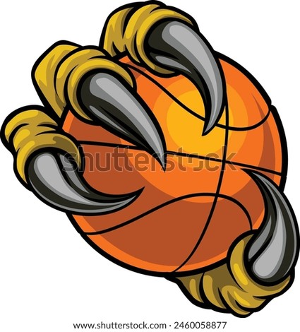 A basketball claw sports illustration of an eagle or animal monster hand holding ball 