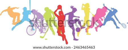 A sport active fitness sports healthy lifestyle silhouette people silhouettes set