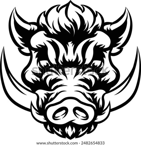 A wild boar hog razorback warthog sports mascot cartoon pig character