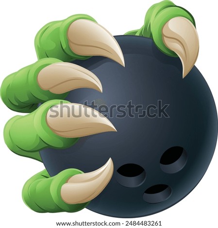 A bowling claw sports illustration of an eagle or animal monster hand holding ball 