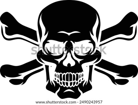 A skull and crossbones pirate jolly roger grim reaper cartoon