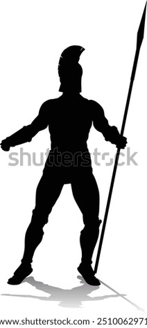 A Spartan or Trojan ancient Greek hoplite warrior silhouette. Could also be a Roman gladiator.