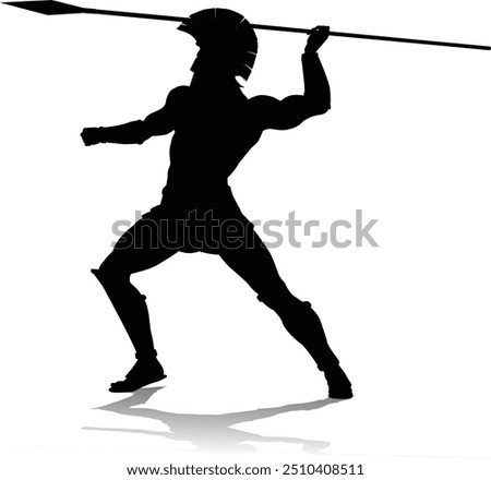 A Spartan or Trojan ancient Greek hoplite warrior silhouette. Could also be a Roman gladiator.