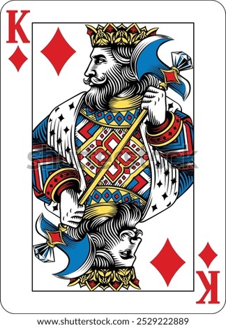 King of Diamonds design from a new original deck of playing cards. 