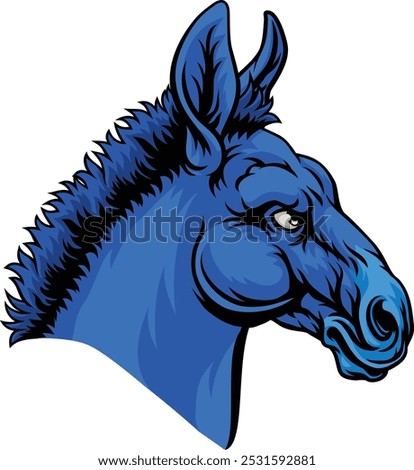 A tough looking donkey. Could be the symbol for the American political party in election politics or a sports mascot.