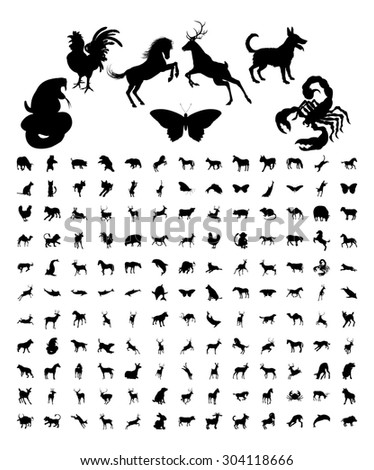 A large bundle set of high quality very detailed animal silhouettes