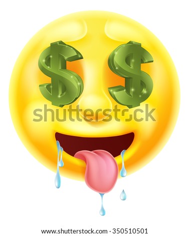 Dollar sign eyes drooling emoticon emoji character icon