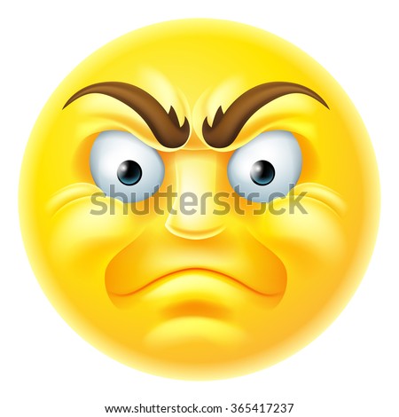 A Cartoon Emoji Emoticon Icon Looking Very Angry Or Furious Stock Photo ...