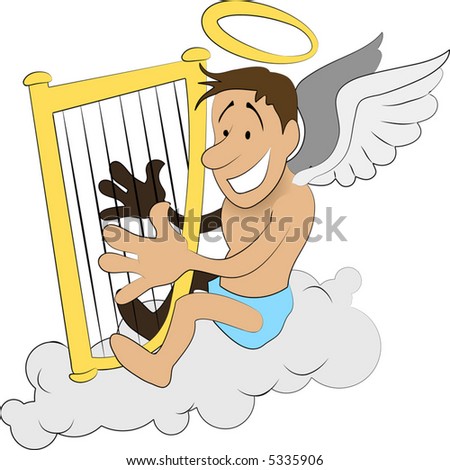 Angel Harp . An Illustration Of An Angel Playing Harp On A Cloud ...