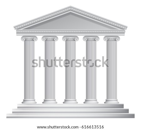 An illustration of an ancient Greek or Roman temple with columns or pillars Foto stock © 