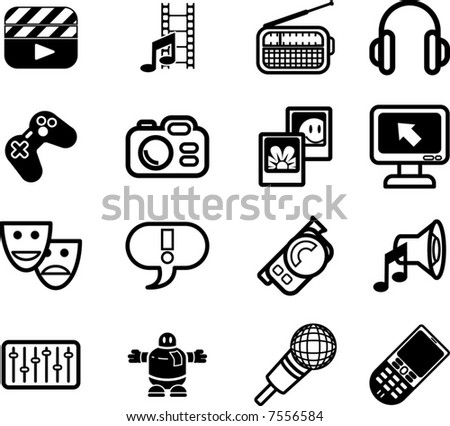 Media icon series set.  A series set of icons relating to various types of media.