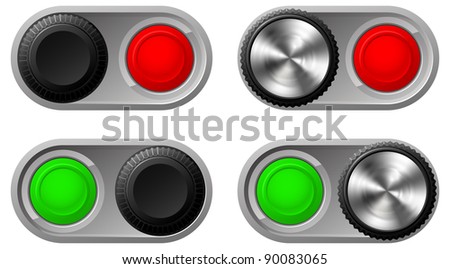 Illustration of toggle switches in both settings with green and red lights