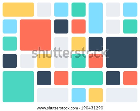 Abstract background pattern template made of colorful rounded square mosaic with a lot of copy space. Vector graphic.
