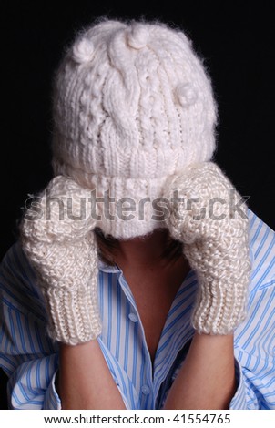 Shy Girl with Mittens and Hat