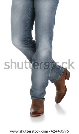 Cowboy Legs In Jeans And Boots Stock Photo 42440596 : Shutterstock