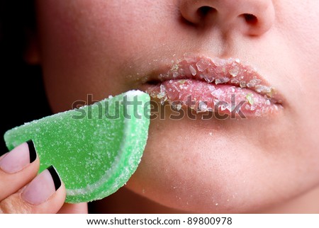 Woman with Candy Lime and candy lips