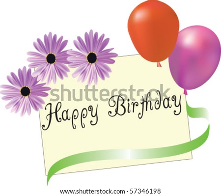 Happy Birthday Postcard Stock Vector Illustration 57346198 : Shutterstock