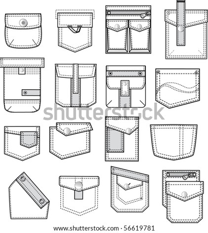 Set Of Pockets Outlines Stock Vector Illustration 56619781 : Shutterstock