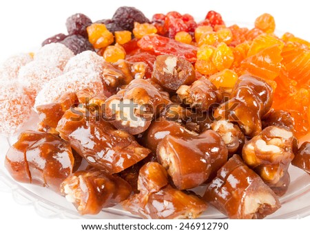 Walnuts  in pastes plums. Sweet holiday dessert of Armenian cuisine