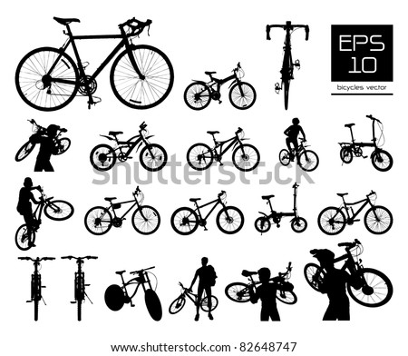 vector bicycle silhouette set ,EPS 10 vector