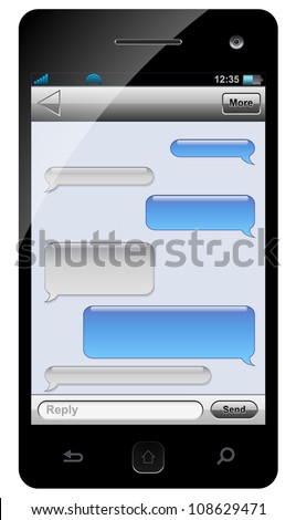 Smartphone sms chat template with balloons for your text.