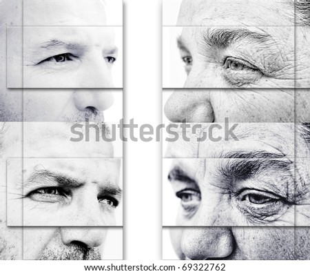 Abstract sad portraits of a old woman and male