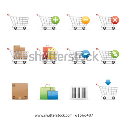 Shopping Carts icon set 21 - Glossy Series.  Vector EPS 8 format, easy to edit.