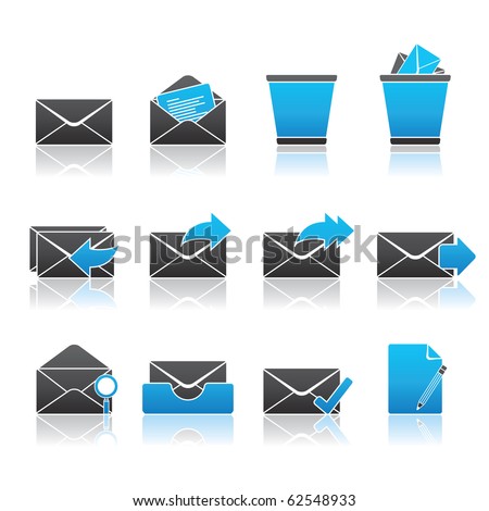 Mail icon set 23 - Blue Series.  Vector EPS 8 format, easy to edit.