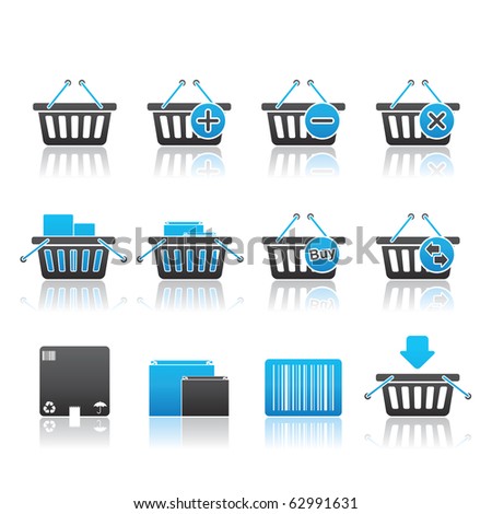 Shopping Baskets icon set 20 - Blue Series.  Vector EPS 8 format, easy to edit.