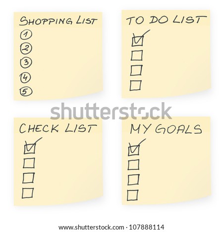 Empty sticky notes with to-do lists