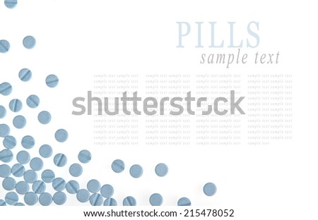 Blue pills background isolated on white