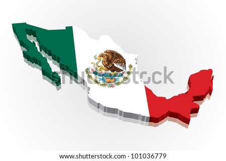 3D vector flag map of Mexico