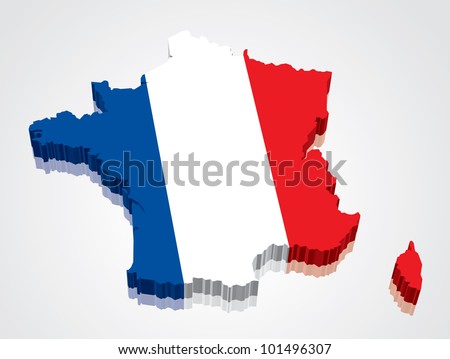 3D vector flag map of France