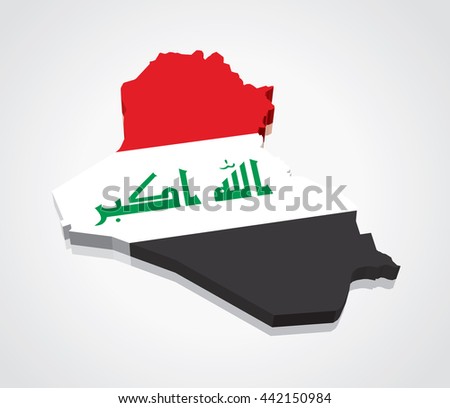 3D vector Flag Map of Iraq