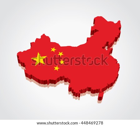 3D vector Flag Map of China