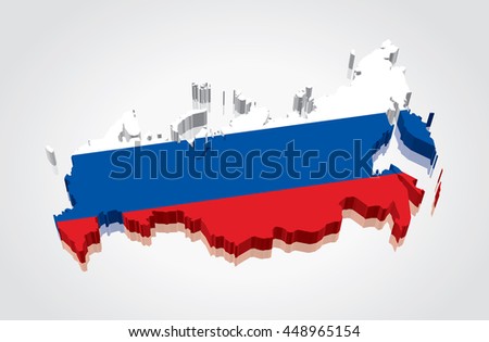 3D vector Flag Map of Russia