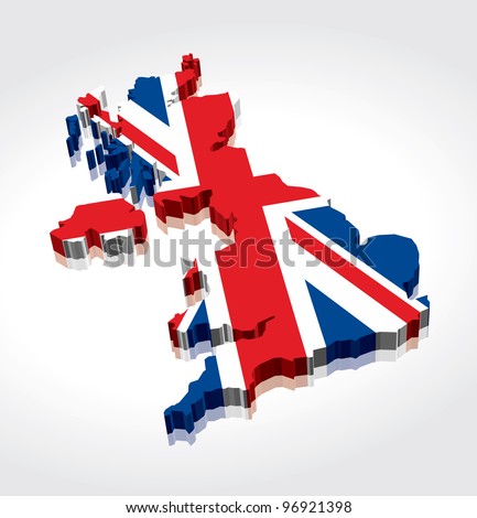 3D Flag Map of the UK (United Kingdom)