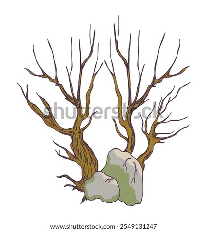 Similar – Image, Stock Photo Bare trees growing on volcanic island during eruption