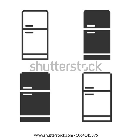 Monochromatic refrigerator icon in different variants: line, solid, pixel, etc.
