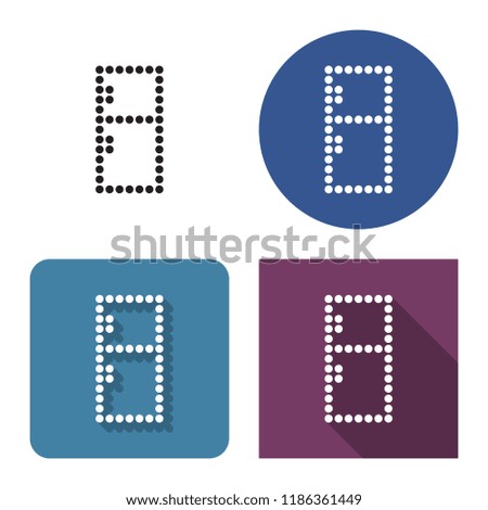 Dotted icon of refrigerator in four variants. With short and long shadow