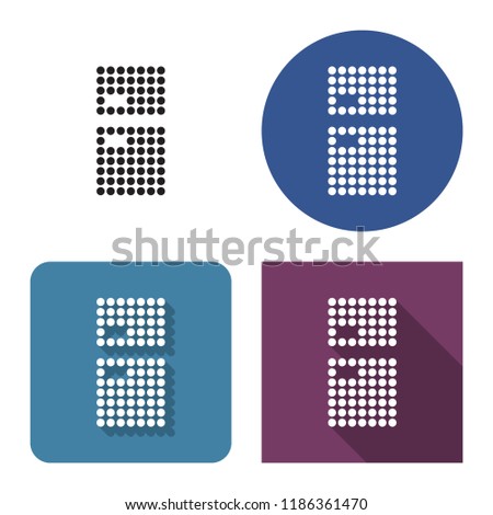 Dotted icon of refrigerator in four variants. With short and long shadow