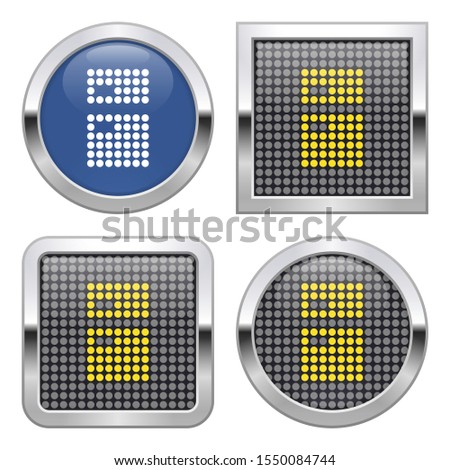 Dotted icon of refrigerator on glossy button in four variants