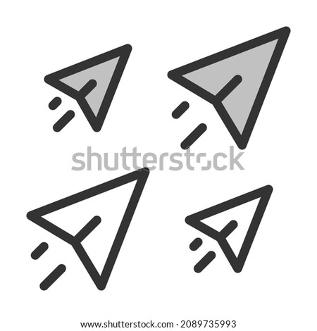 Pixel-perfect linear icon of paper plane (message allegory ) built originally on two base grids of 32 x 32 and 24 x 24 pixels. In two-color and one-color versions. Editable strokes