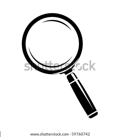 Monochromatic magnifying glass icon. Isolated on white