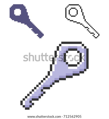 Pixel icon of key in three variants. Fully editable